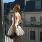 Vintage Dot Pattern Strapless A-Line Short Summer Dresses Party Dress Homecoming Dress DP6392