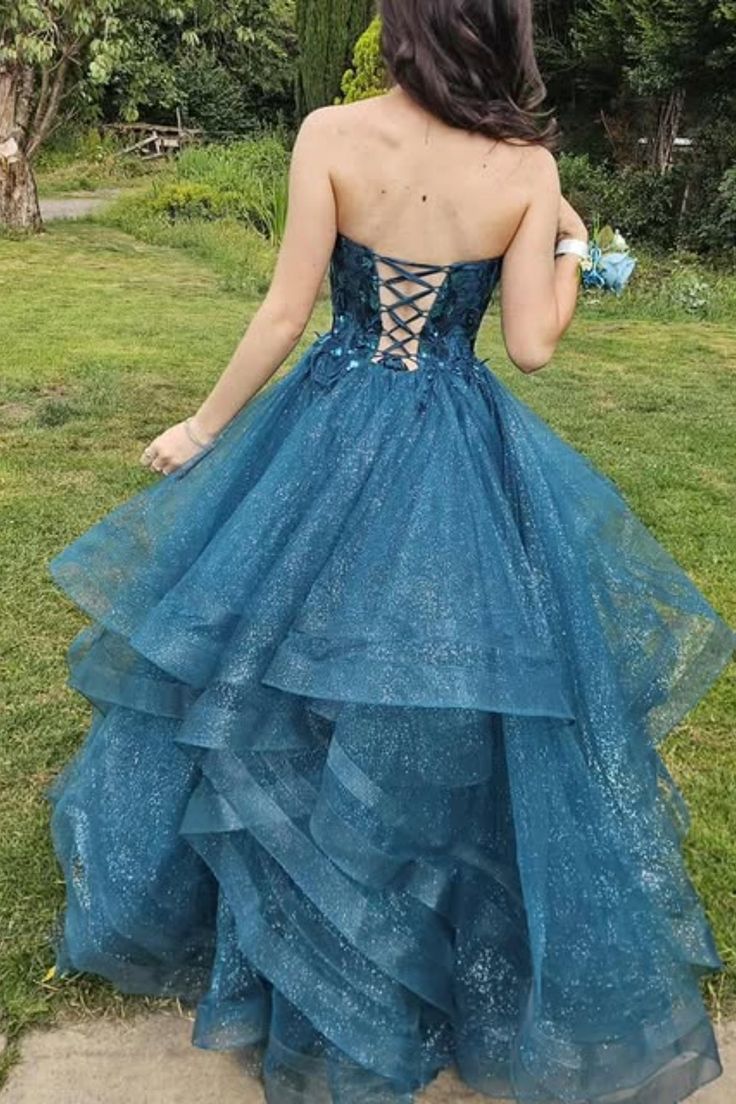 Verzaubertes türkisfarbenes Glitzer-Tüll-Ballkleid für Sweet 16 Quinceañera DP7922