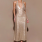 Robe de bal fourreau vintage à paillettes brillantes, col en V, robe de soirée longue et formelle, DP6609