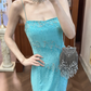 Glamorous Open-Back Aqua Mermaid Beaded Prom Dress DP7941