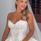 Elegant Lace Applique Sweetheart Wedding Dress A-Line Strapless Bridal Gown DP7022