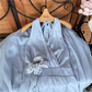 Elegant Light Blue Halter Neck 3D Floral Evening Gown Ruffle Prom Dress DP7967
