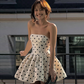 Vintage Dot Pattern Strapless A-Line Short Summer Dresses Party Dress Homecoming Dress DP6392