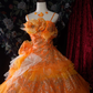 Elegant Orange Detachable Ruffled Tiered Beaded Sweet 16 Quinceanera Ball Gown DP7412