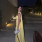 Yellow Strapless Sheath Long Evening Party Dress with Slit, DP3156