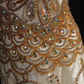 Vintage Champagne Gold Mermaid Beaded V-Neck Sheath Sleeveless Evening Gown DP7381