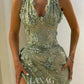 Enchanting 3D Floral Mermaid High Slit Evening Gown DP8025