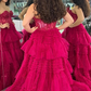 Green A-Line Sweetheart Tulle Tiered Long Prom Dress with Appliques, DP1374