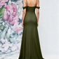 Elegant Off-the-Shoulder Spaghetti Strap 3D Floral Chiffon Neck Scarf Prom Dress DP8461