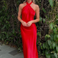 Elegant Yellow Halter-neck Backless Long Prom Dress  Evening Dress Wedding Guest Dress,DP1502