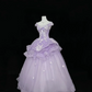 Chic Lavender Off-the-Shoulder 3D Floral Applique Bow Sweet 16 Quinceanera Ball Gown DP7369