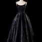 Black  A-Line Spaghetti Straps Formal Long Evening Dress, DP2799