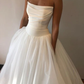 White Strapless A-Line Elegant Party Dress Light Wedding Dress, DP2798