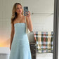 Light Blue Strapless A-Line Long Party Dress Wedding Guest Dress, DP3381