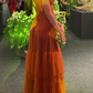 Rust Red V Neck A-Line Tulle Formal Long Party Dress Occasion Dress, DP3406