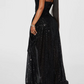 Black Strapless Sheath Sequins High-Low Unique Homecoming Dress, DP3528