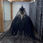 Black Straps Appliques Quinceanera Dress Birthday Ball Gown with Cape, DP3002