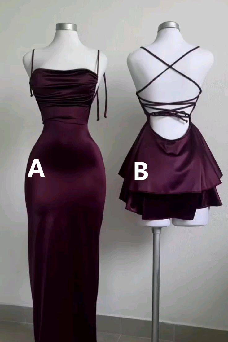 Burgundy Sheath Straps Long Party Dress Birthday Outfits, DP3101