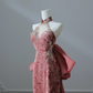 Elegant Halter Backless Sheath Velvet Long Formal Prom Dresses Evening Gowns, DP5144
