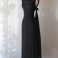 Black Sleeveless Modest Formal Long Party Dress, DP2797