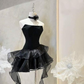 Black Strapless A-Line Ruffles Lovely Mini Homecoming Dress, DP2985