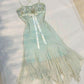 Light Blue Straps Beading Fairy Birthday Outfits Vintage Long Prom Dress, DP3300