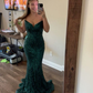 Strapless Sequins Mermaid Green Long Formal Prom Dress Evening Gown DP3862