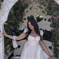 Fashion White Lace Short-sleeved Design A-line Party Dress Homecoming Dress , DP5866