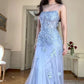Glamorous Spaghetti Strap Tulle A-Line Prom Dress 3D Floral Lace Applique Formal Evening Gown DP8201