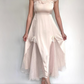 Light Pink A-Line Satin Girly Long Party Dress Birthday Outfits, DP3159