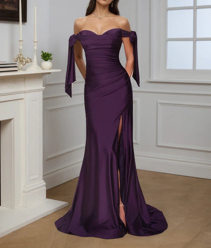 Elegant Purple Off-the-Shoulder Mermaid Prom Dress DP8483