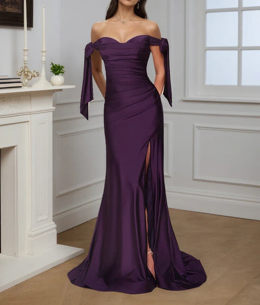 Elegant Purple Off-the-Shoulder Mermaid Prom Dress DP8483