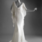 Elegant Ivory Appliques Mermaid Chiffon Vintage Long Party Dress, DP3434