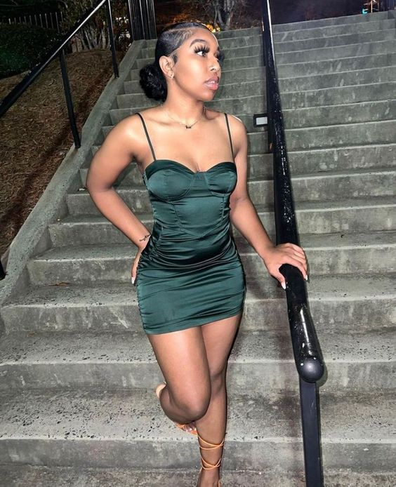 Dark Green Spaghetti Straps Sheath Short Homecoming Dress, DP3263