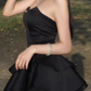 Black Strapless A-Line Ruffles Lovely Mini Homecoming Dress, DP2986