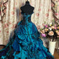 Gorgeous Strapless Satin Ruffles Sweet 16 Quinceanera A-Line Evening Dress Ball Gown DP6287