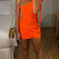 Orange One Shoulder Sheath Mini Party Dress Homecoming Dress, DP3320