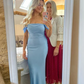 Blue Off Shoulder Long Party Dress Wedding Guest Dress, DP2776