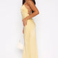 Vintage Satin Unterkleid Ballkleid mit Wasserfallausschnitt Spaghettiträger Abendkleid DP8356