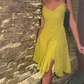 Yellow-Green Straps Short Party Dress Cocktail Dress, DP2844