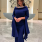 Royal Blue Off Shoulder Long Sleeves Formal Party Dress Occasion Dress, DP3408