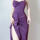 Elegant Purple Halter Neck Mermaid Ruffles Long Party Dress Evening Gown, DP5374