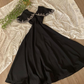 Black V Neck A-Line Long Prom Dress Unique Occasion Dress, DP3476