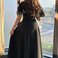 Black V Neck A-Line Long Prom Dress Unique Occasion Dress, DP3476