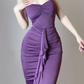 Elegant Purple Halter Neck Mermaid Ruffles Long Party Dress Evening Gown, DP5374