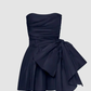 Navy Blue Strapless Short Party Dress Homecoming Dess with Bow, DP2746