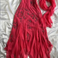 Vintage Strappy Ruffles Evening Dress Red Beading Long Prom Dress, DP3270