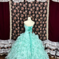 Vintage Blue-green Tulle Beaded Strapless Quinceanera A-Line Evening Dress Prom Dress Ball Gown DP6272
