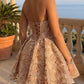 Vintage Lavender Jacquard Sweetheart Rhinestone A-Line Homecoming Dress DP8684