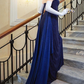 Dark Blue Strapless A-Line Vintage Long Prom Dress Evening Gown DP3886